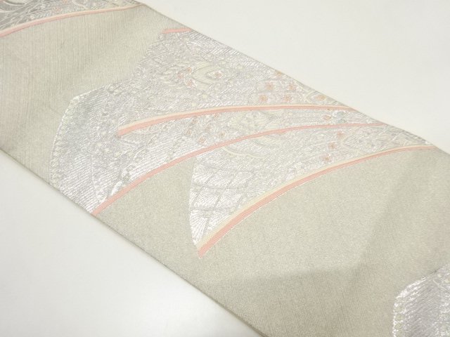 JAPANESE KIMONO / ANTIQUE PEACOCK FEATHER PATTERN WOVEN FUKURO OBI (MA